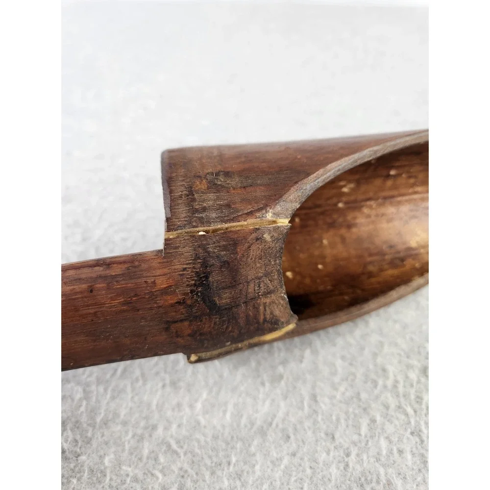Vtg Primitive Wooden Bamboo? Farm Scoop Spoon Merchant Shovel Rustic * Damaged *